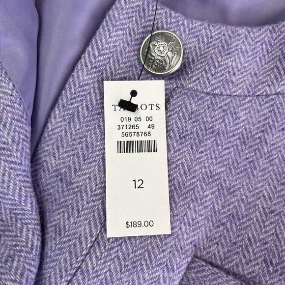 New Talbots Lilac Herringbone Shetland Jacket 12 Collarless Wool Blend tweed - Picture 13 of 13